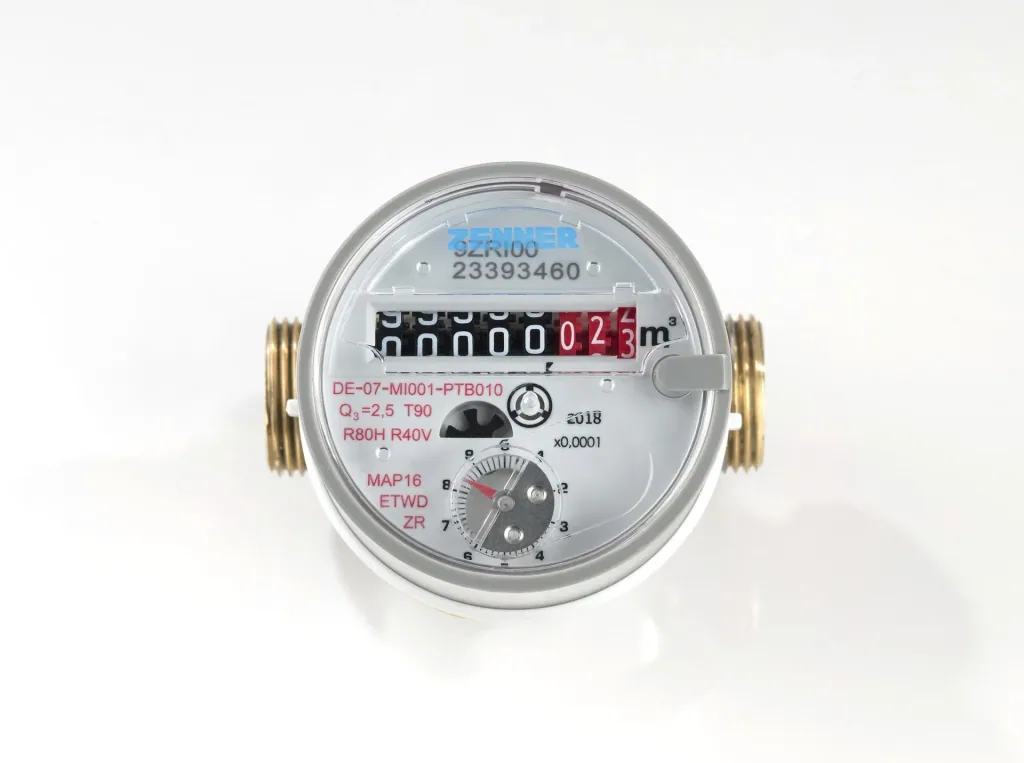 Einstrahl Wohnung Wasserzähler für Warmwasser QN 1,5/ R 1/2"/ 110 mm