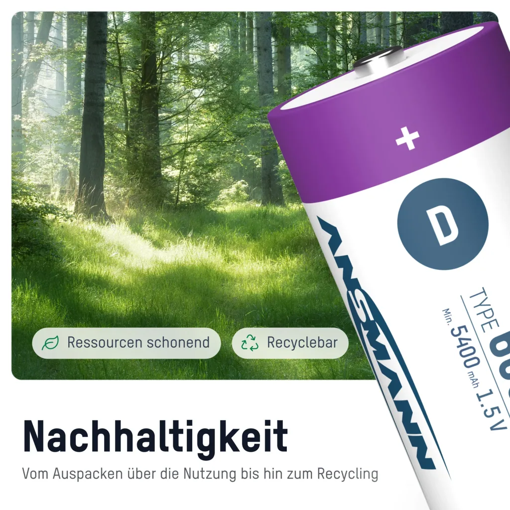 Lithium Ionen Mono (D) Akkus USB-C - 2 Stück, Sicherheitsabschaltung