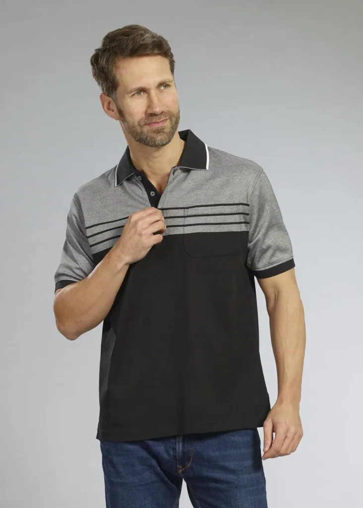 Poloshirt geknöpft, Farbe schwarz/grau, Gr.2XL