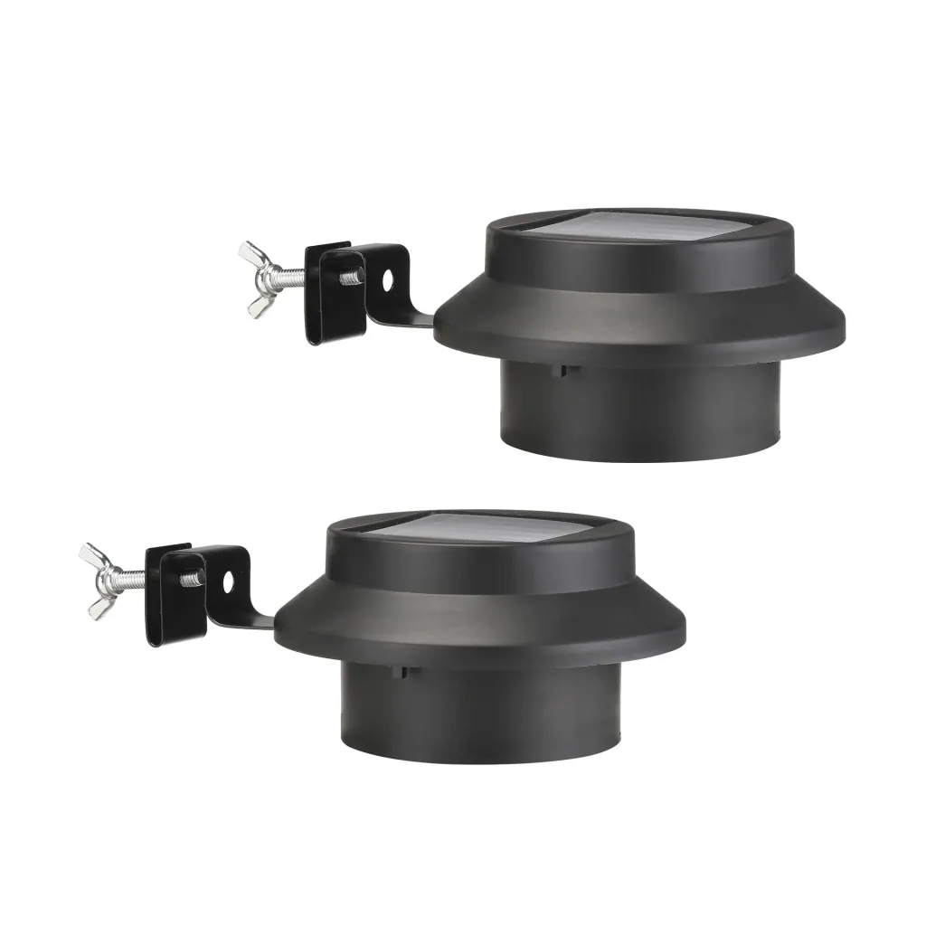 LED Solar Dachrinnenleuchten, 2er Set, schwarz