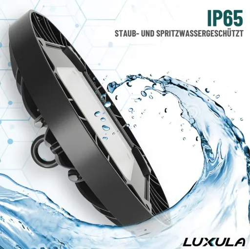 LED-HighBay in UFO-Form bietet 200 W, 20100 lm, 5000 K (neutralweiß) und IP65 Schutz.