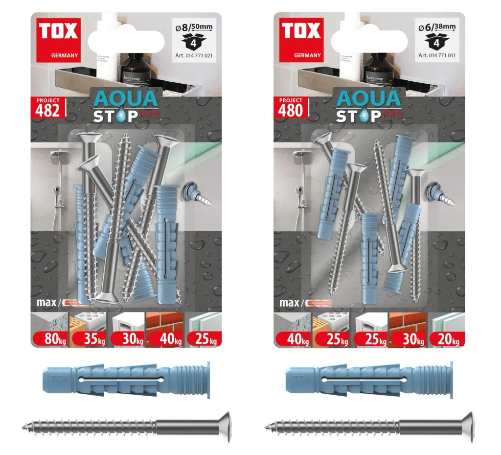 Allzweckdübel Aqua Stop Pro 8 x 50 mm + Linsenkopfschraube 6 x 70 mm, 2 Stück