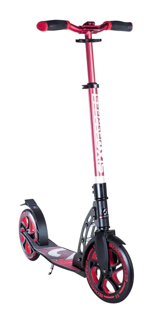 Aluminium Scooter mit Klappmechanismus und Ständer, 230/215 mm, ABEC 7, höhenverstellbar, rot