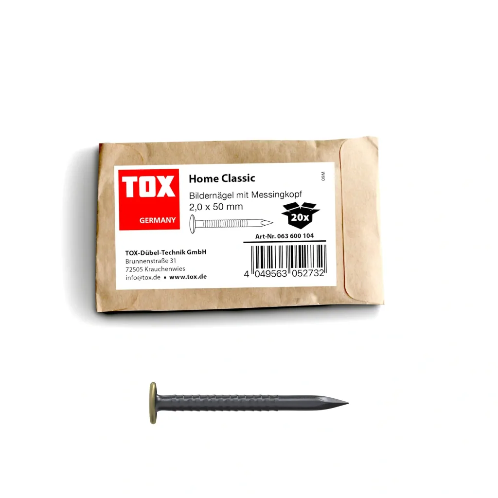 Bildernagel Home Classic mit Messingkopf 2,0 x 50 mm, 20 Stück
