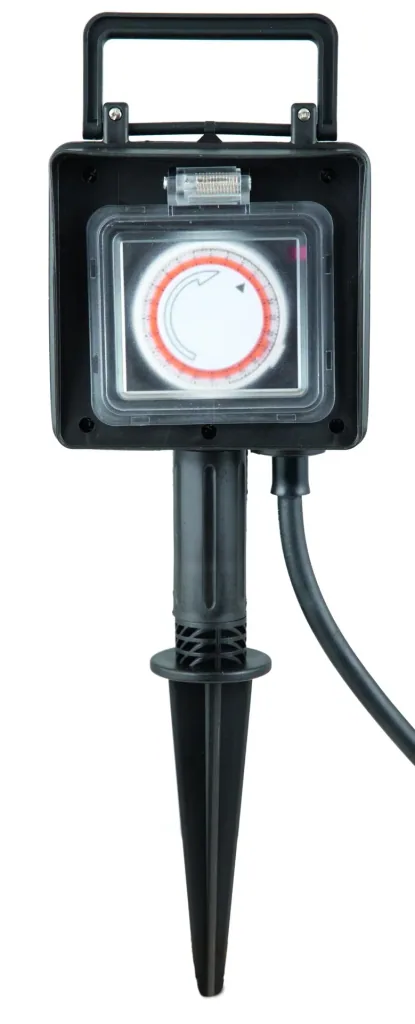 Energieverteiler mit Timer und Erdspieß 2-fach