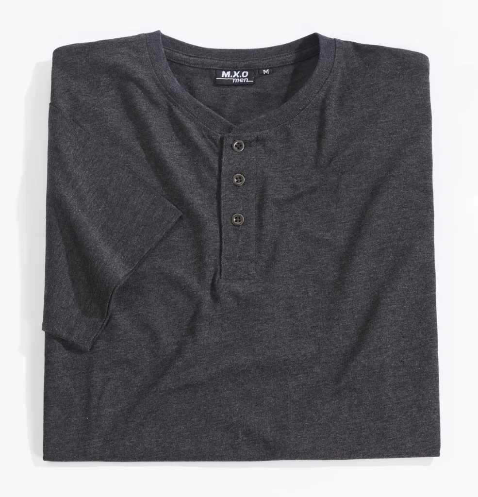 T-Shirt mit Knopfleiste, Farbe grau/melange, Gr.L