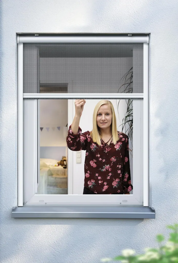 Insektenschutzrollo für Fenster, Farbe weiß, 130 x 160 cm