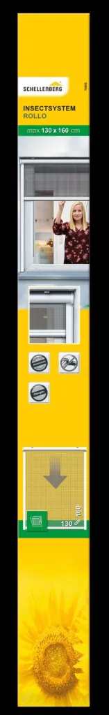 Insektenschutzrollo für Fenster, Farbe weiß, 130 x 160 cm