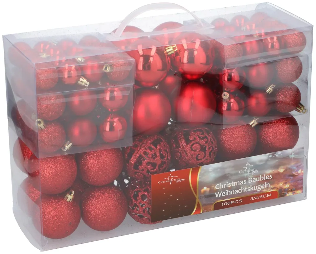 Weihnachtskugeln, rot, 100 Stück