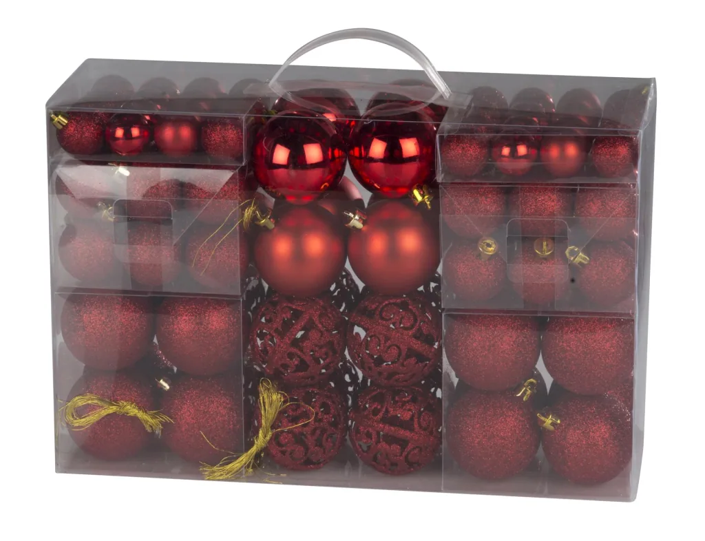 Weihnachtskugeln, rot, 100 Stück