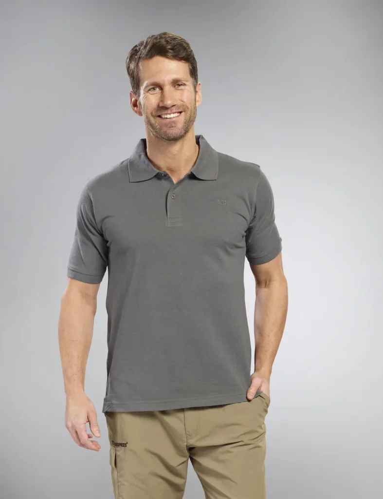 Poloshirt geknöpft, Farbe grau/grün, Gr.L