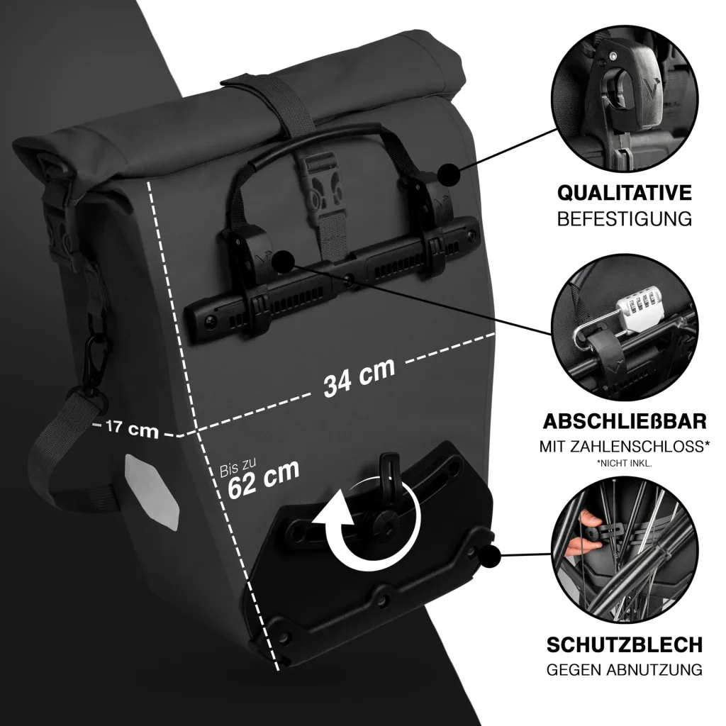 ValkOcean Gepäckträgertasche, Schwarz