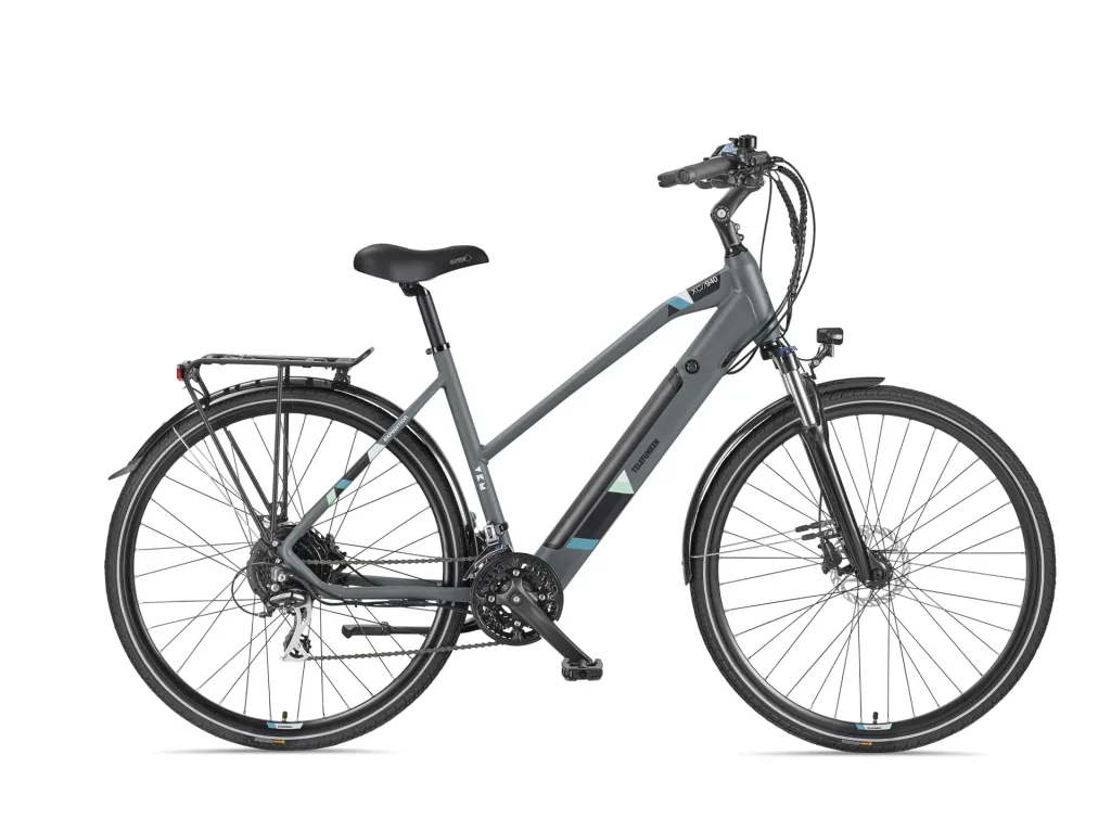 Damen Alu Trekking E-Bike, 28 Zoll, Rahmenhöhe 50 cm, 24-Gang Kettenschaltung, grau, XC940 Expedition