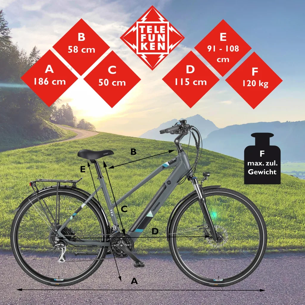 Damen Alu Trekking E-Bike, 28 Zoll, Rahmenhöhe 50 cm, 24-Gang Kettenschaltung, grau, XC940 Expedition
