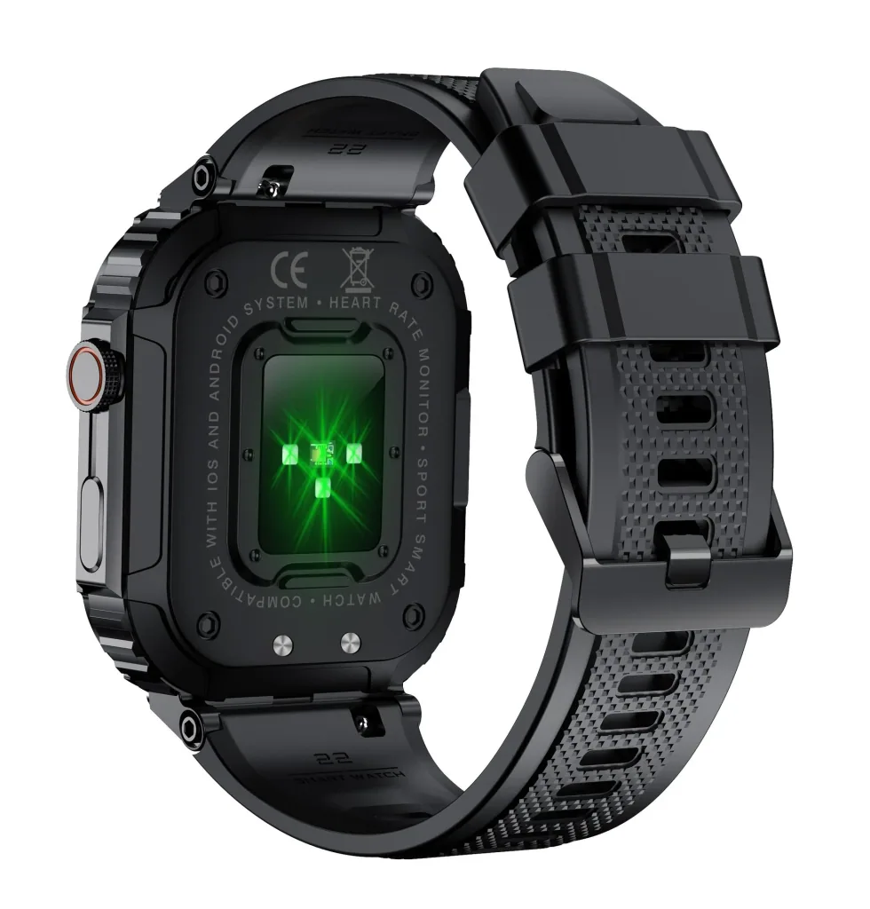 Bluetooth Smartwatch mit Herzfrequenz, Blutdruck und Blutsauerstoffmessung, schwarz
