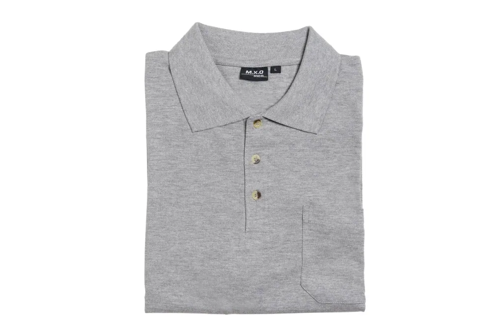 Poloshirt mit Knopfleiste und Brusttasche, Farbe silbergrau, Gr.XL