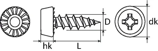 Profilverbindungsschrauben PH Kopf mit Sperrverzahnung phosphatiert 3.9x13mm PH 1000 Stück