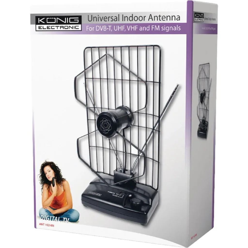 Verstärkt Innen DVB-T/T2 - DAB+ Zimmerantenne mit Verstärker 27 dB FM / VHF / UHF