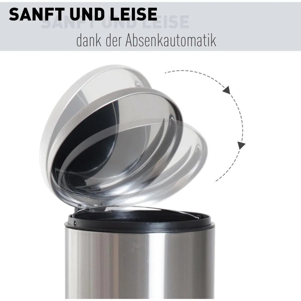 Treteimer mit Inneneimer Pedal-Mülleimer Klappdeckel Abfallsammler Edelstahl Silber 30L