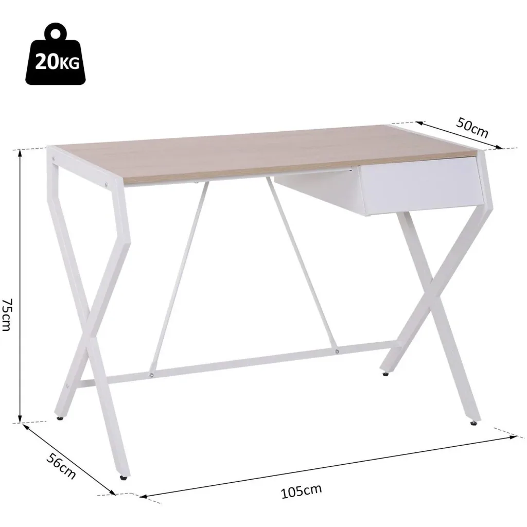 Schreibtisch Computertisch mit Schublade Spanplatte Metallrahmen 20 kg Belastbarkeit