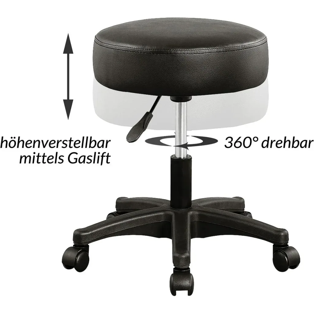 Tabouret / Bürohocker - drehbar und verstellbar - Schwarz