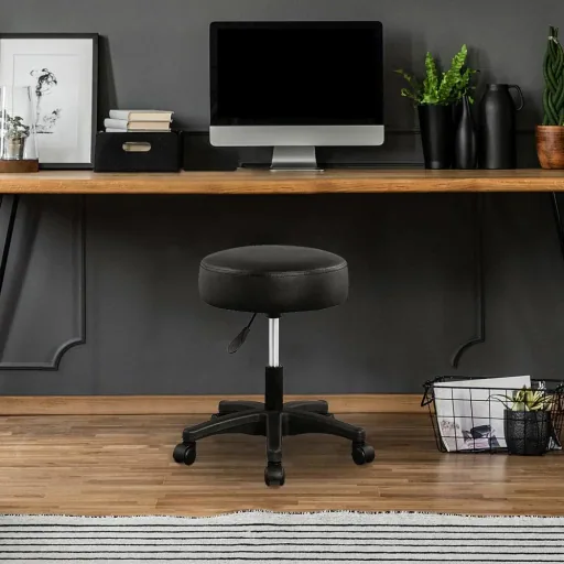Tabouret / Bürohocker - drehbar und verstellbar - Schwarz