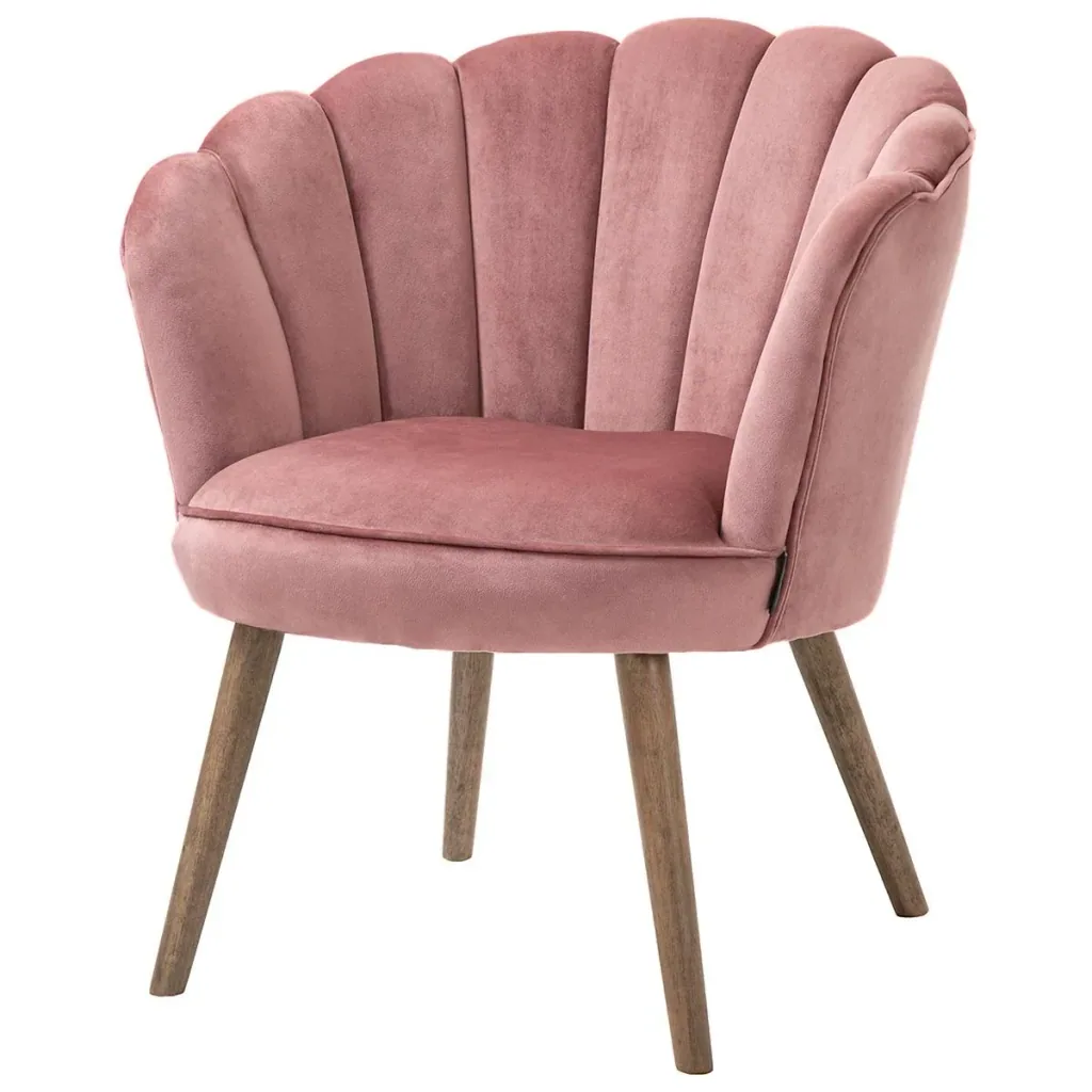Esszimmerstuhl Küchenstuhl Sessel mit Rückenlehne Wohnzimmerstuhl Polyester Gummiholz Rosa 66 x 72 x 79 cm