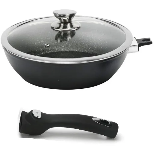 Wokpfanne - mit Deckel - 30cm - Schwarz