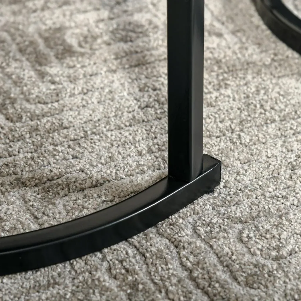 Beistelltische 3er-Set Satztisch stapelbar Kaffeetisch 3 Größen Industrial Design Metall Schwarz+Braun