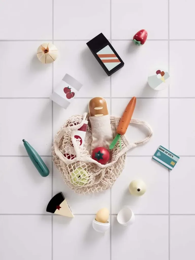 Kids Concept Holz Lebensmittel mit Stoffbeutel