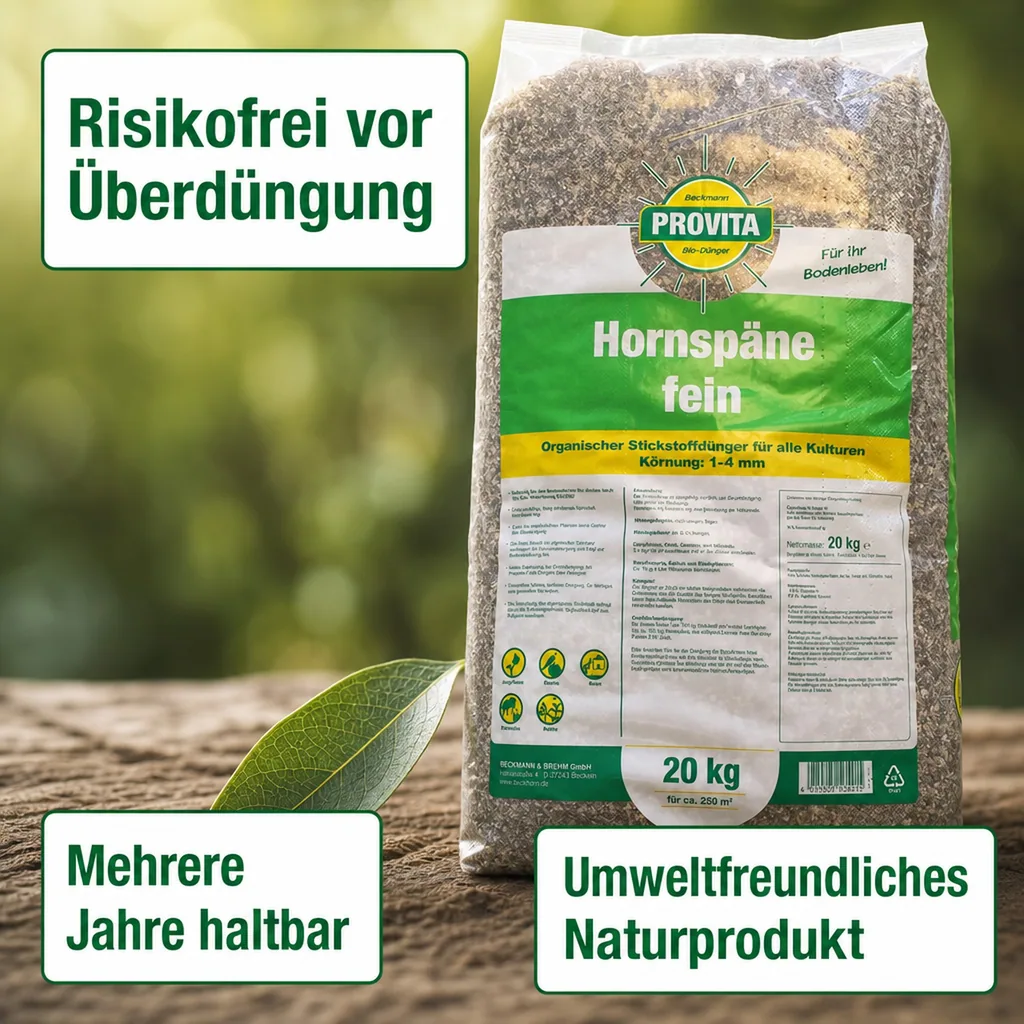 Hornspäne Dünger 20kg, Bio Langzeitdünger, organischer Stickstoffdünger, 1-4 mm
