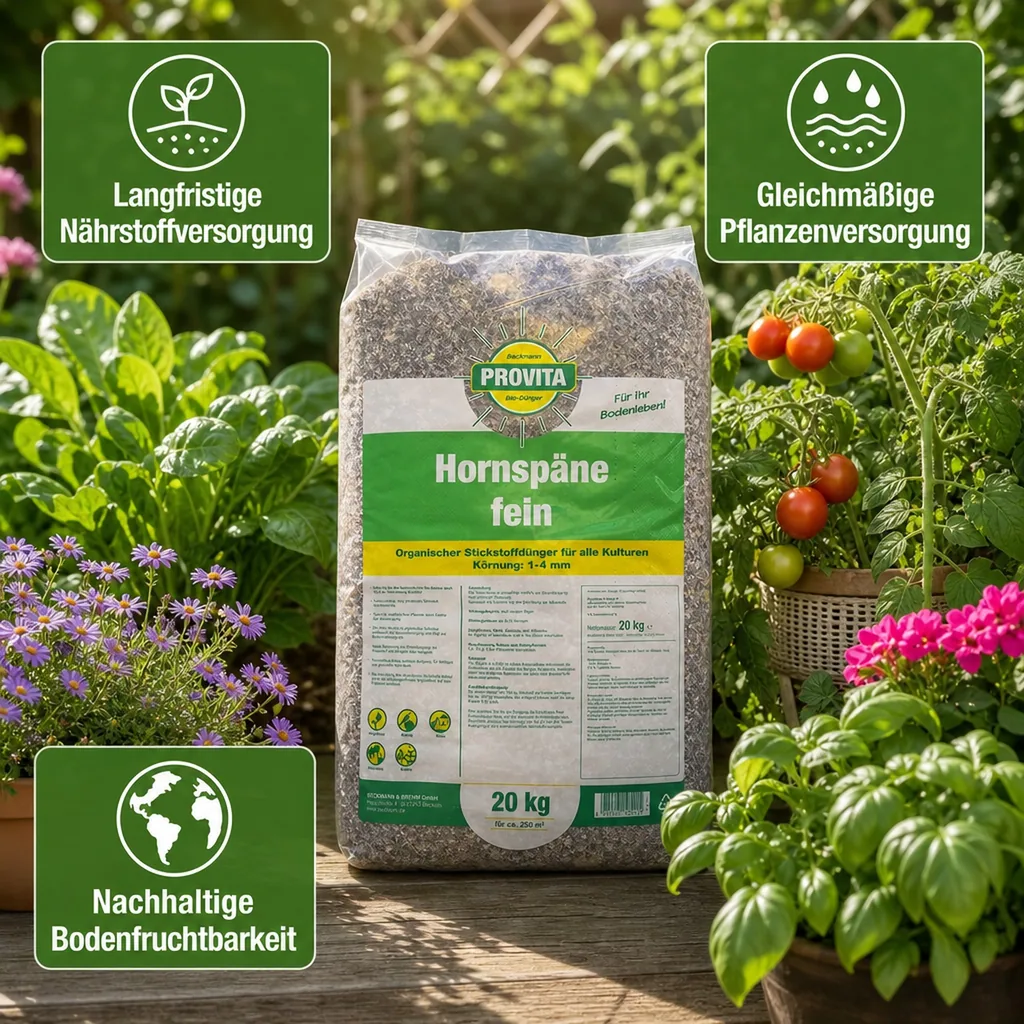 Hornspäne Dünger 20kg, Bio Langzeitdünger, organischer Stickstoffdünger, 1-4 mm