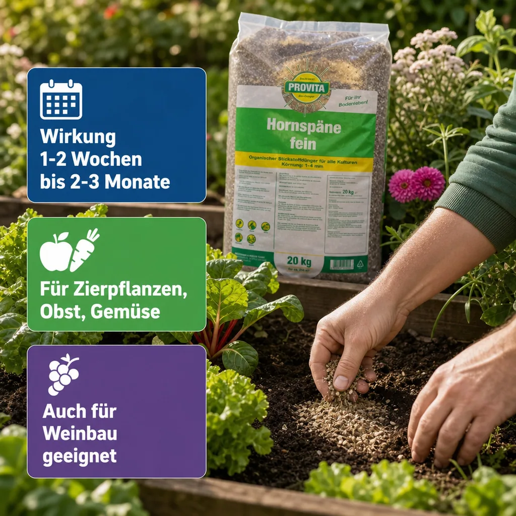 Hornspäne Dünger 20kg, Bio Langzeitdünger, organischer Stickstoffdünger, 1-4 mm