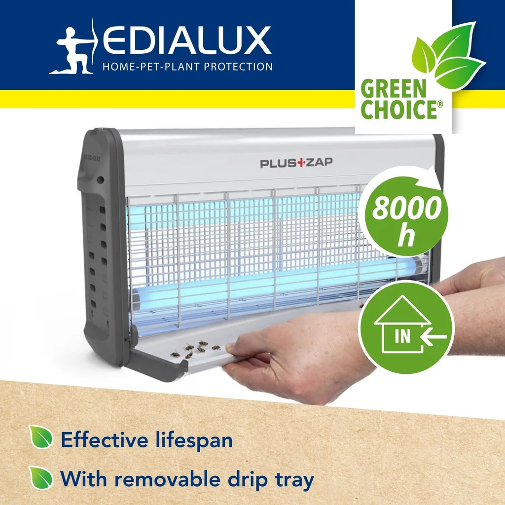 Gen 3 PlusZap LED UV Insektenvernichter für den Innenbereich, elektrischer Fliegenfänger mit 3000V Hochspannungsgitter, UV Fliegenvernichter mit herausnehmbarer Schale, für große Innenbereiche bis zu 80 m²