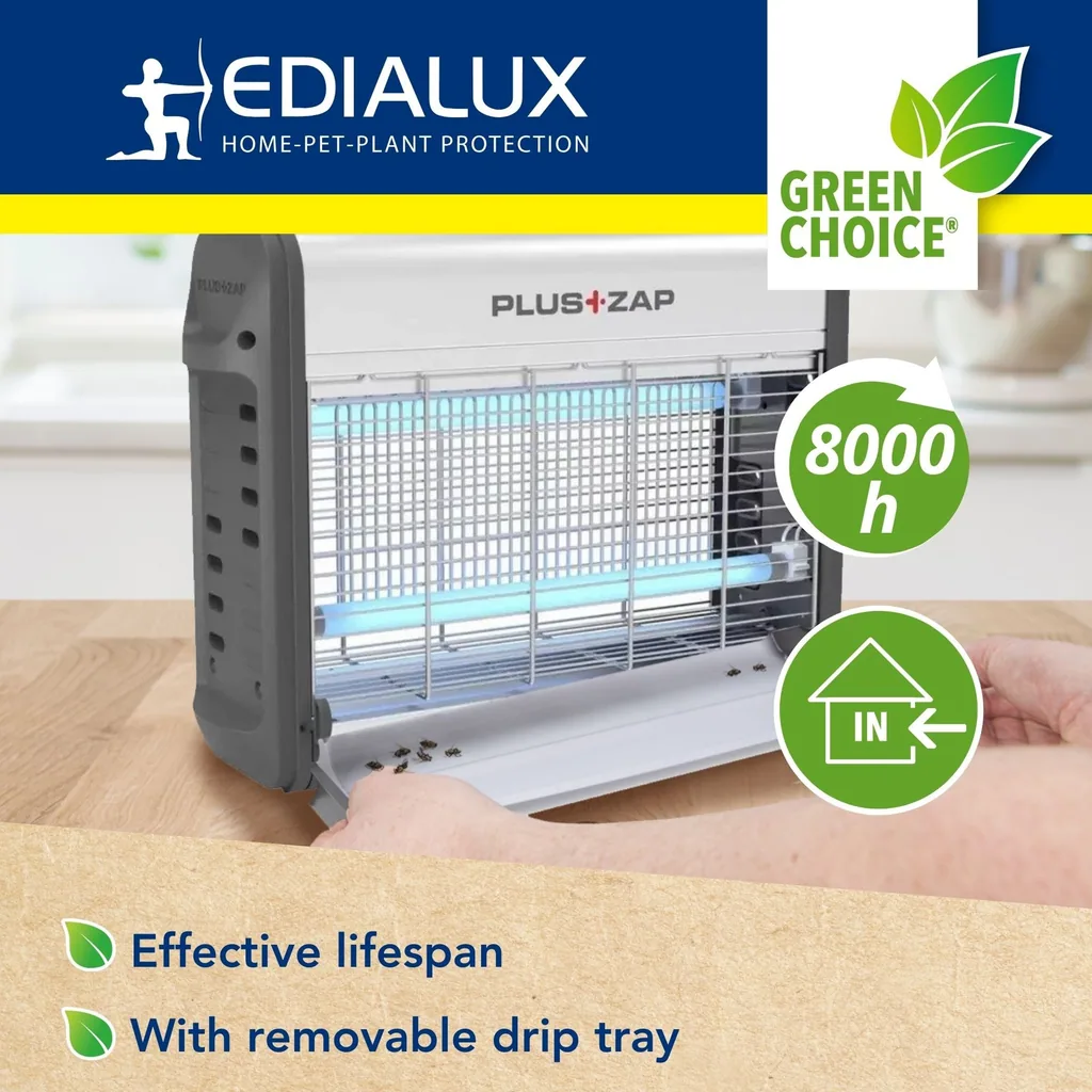 LED-UV-Insektenvernichter für den Innenbereich mit 3000V-Hochspannungsgitter, elektrischer Fliegenvernichter mit herausnehmbarer Schale, leiser Betrieb und mehrere Montagemöglichkeiten für Räume bis 40 m²