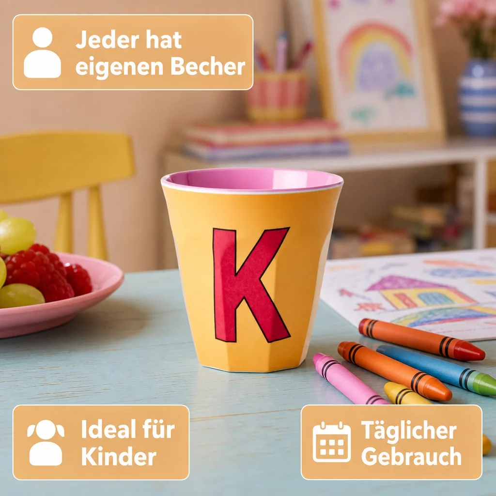 RICE Becher - K, 250 ml, Melamine, Farbe: Aprikose