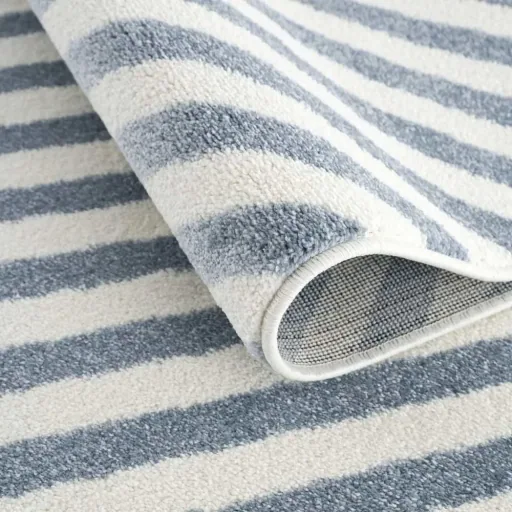 Livone Teppich Stern & Diagonal Streifen blau, Teppichgrösse: 160 x 230 cm