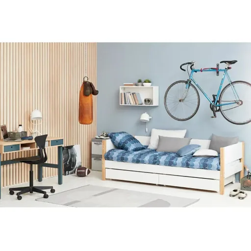 Flexa Nor Sofabett incl. 2 Schubladen weiß / Eiche