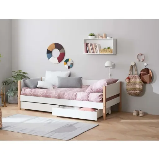 Flexa Nor Sofabett incl. 2 Schubladen weiß / Eiche