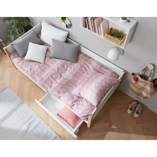 Flexa Nor Sofabett incl. 2 Schubladen weiß / Eiche