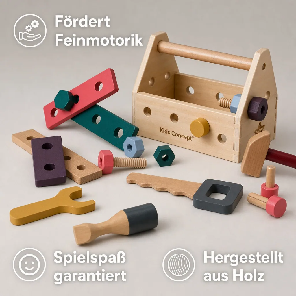 Kids Concept Spiel Werkzeugkiste Holz natur