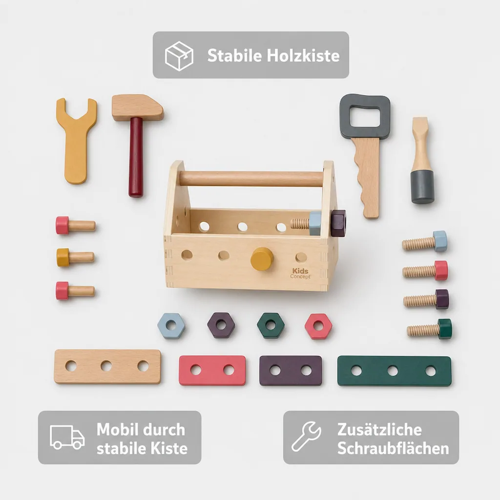 Kids Concept Spiel Werkzeugkiste Holz natur