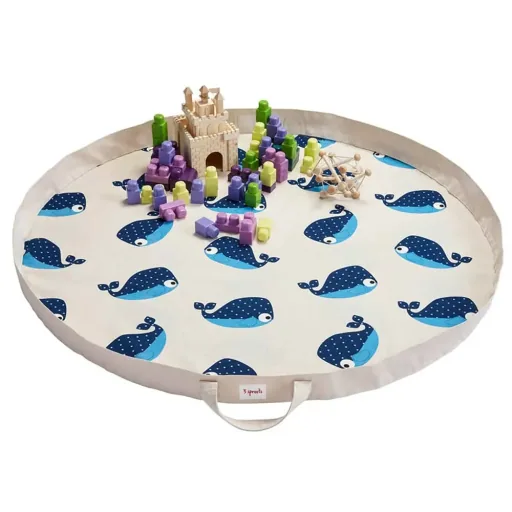 3 Sprouts Spielmatte / Spielzeugsack Wal blau