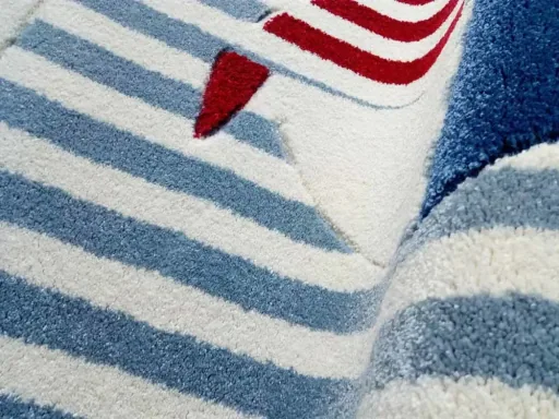 Livone Kinderteppich Segelboot blau rot weiss, Größe: 160 x 230 cm