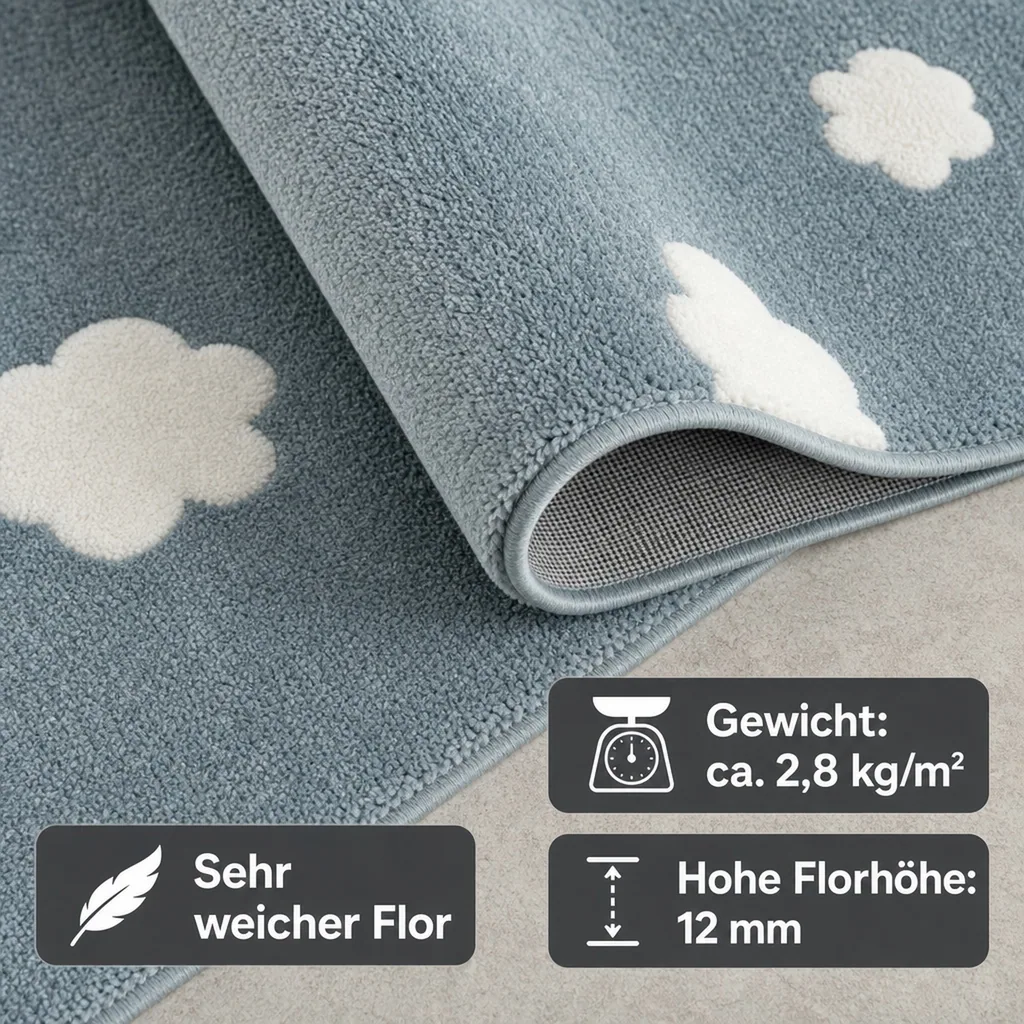Livone Teppich Wolken mint, Teppichgrösse: 160 x 230 cm
