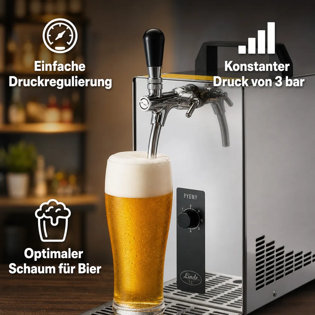 Komplett Set - Zapfanlage, Bierzapfanlage, Bierkoffer, Durchlaufkühler PYGMY 25 LE, 1-leitig Trockenkühler, 30 Liter/h, Green Line