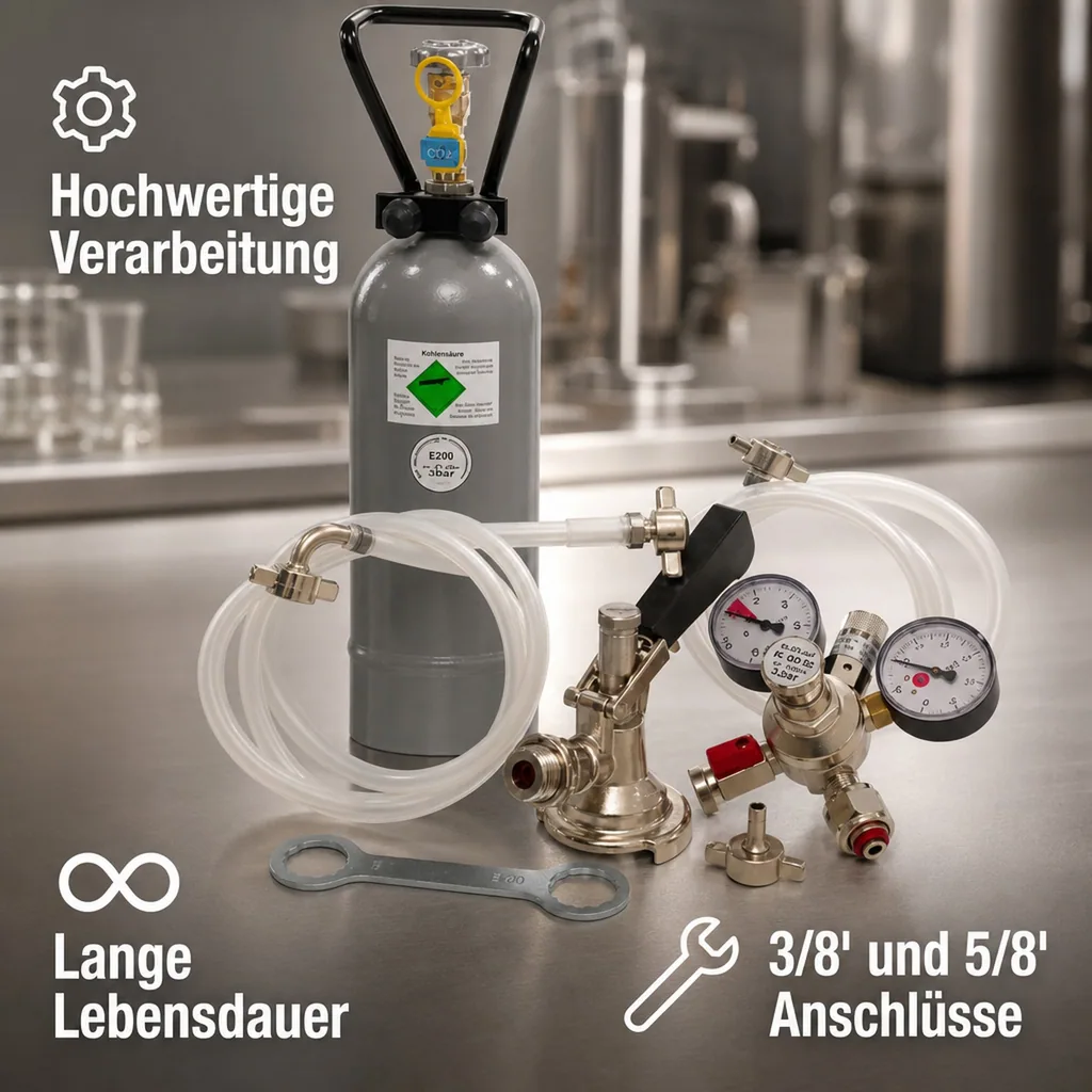 Zubehörpaket für Kontakt 2-leitig mit 2x Flach Fitting ohne Co2 Flasche