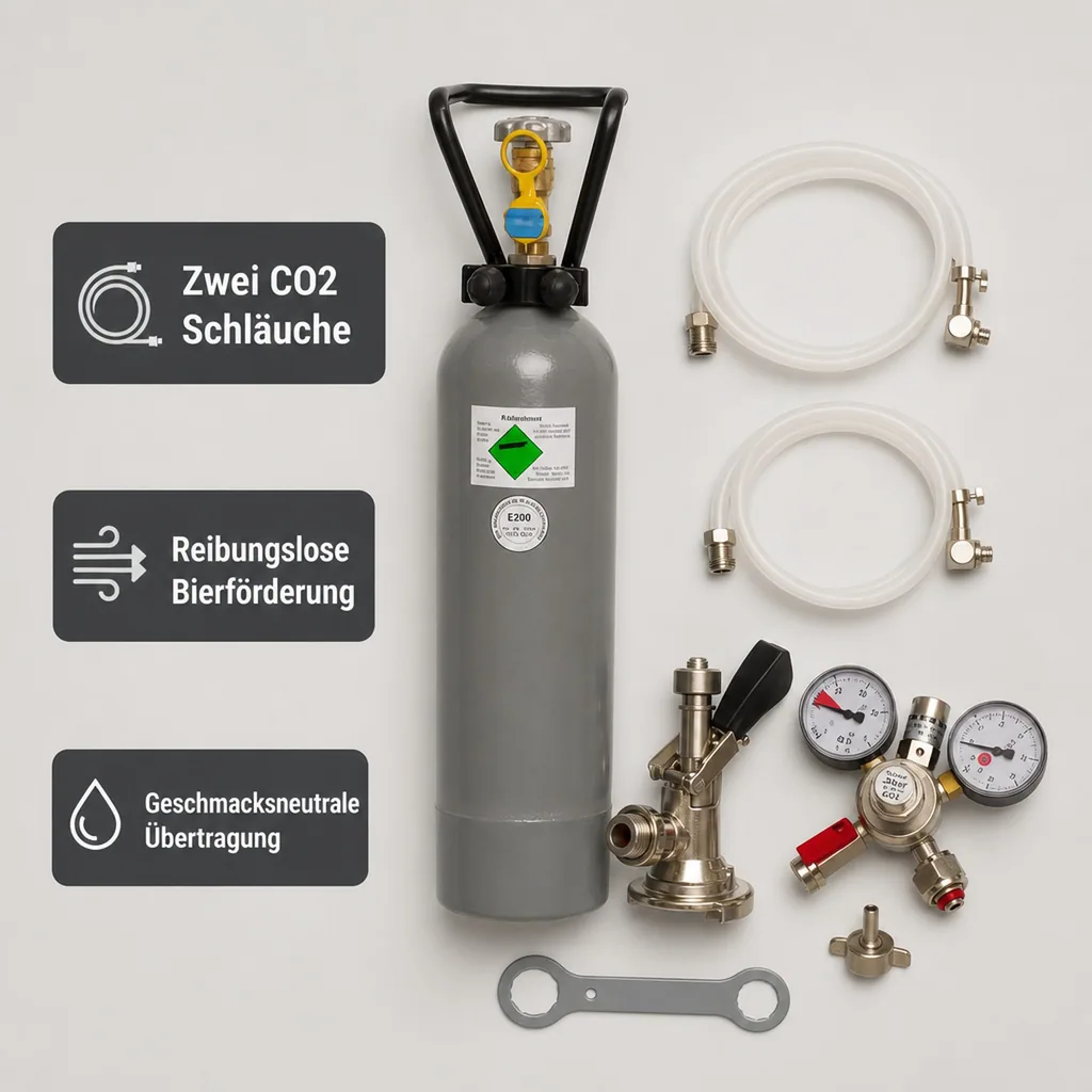 Zubehörpaket für Kontakt 2-leitig mit 2x Flach Fitting ohne Co2 Flasche