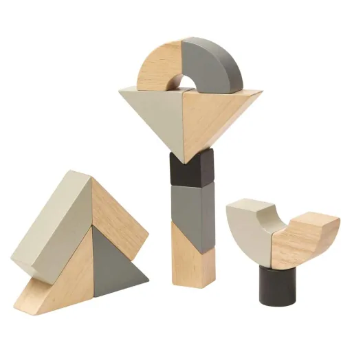 Plan Toys drehbare Holzklötze grau schwarz Holz