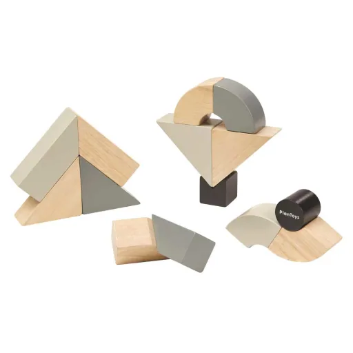 Plan Toys drehbare Holzklötze grau schwarz Holz
